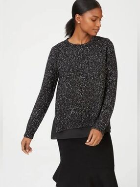 Club Monaco Kaelane Mixed Flecked Sweater In Black Mix Sz XS